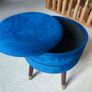 Blue Velvet Storage Stool / Ottoman / Pouffe - Perfect Condition! Image 3