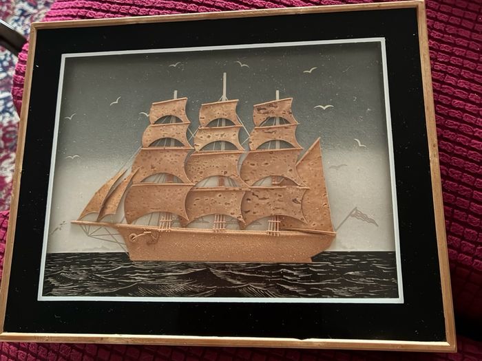 3D Framed Galleon Ship Picture