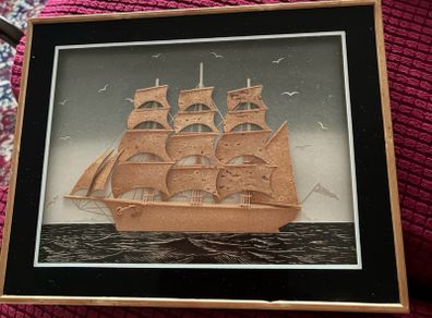 3D Framed Galleon Ship Picture