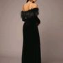 Long velour dress with fur Image 2