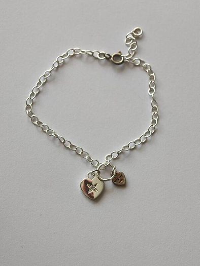 925 Stamped Silver Heart Charm Bracelet