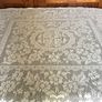 Circular Green Tablecloth with white lace overlay Image 8
