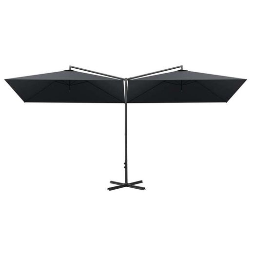 Double Parasol with Steel Pole Anthracite 600x300 cm