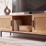 Modern 120cm Oak Effect TV Unit with Rattan Doors Image 4