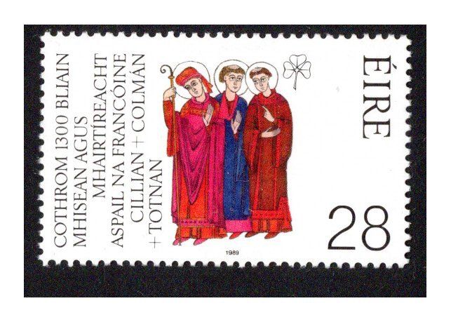 1989 Ireland 1300th Anniversary of the Martyrdom of Irish Missionaries to Germany (Franconian Apostles) Commemorative Stamps Mint Never Hinged (MNH)