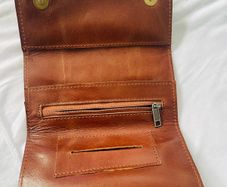 Genuine Leather Tobacco Pouch Unisex Rolling Paper Filter Wallet Brown