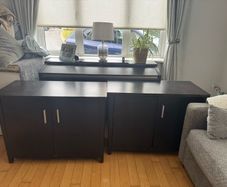 Dark brown wood cabinets