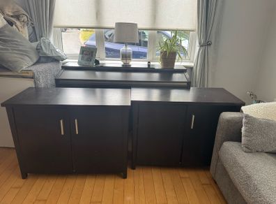 Dark brown wood cabinets