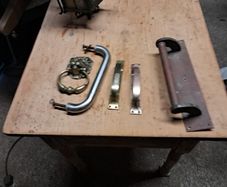 brass handles, knocker etc
