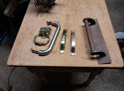 brass handles, knocker etc