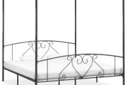 Canopy Bed Frame Grey Metal 200x200 cm