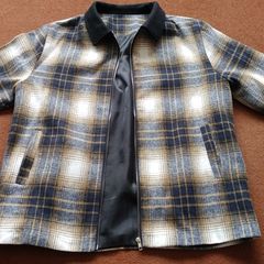 Check pattern zip-up jacket