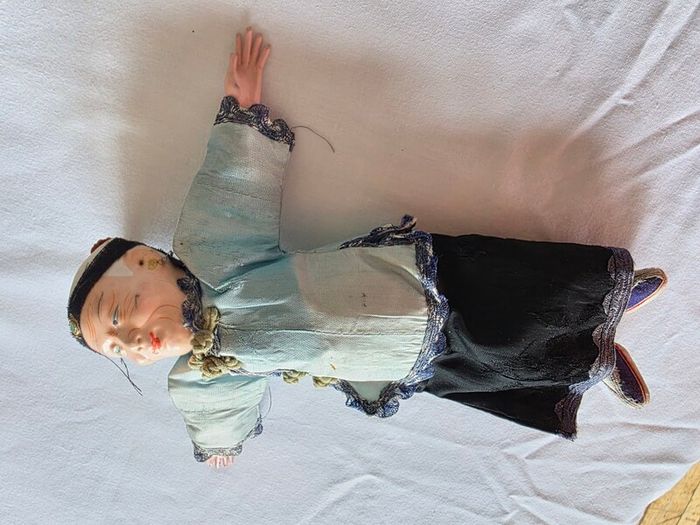 FIGURINE - RARE 1920s Door of Hope Mission Dolls Shanghai - SET OF 4 - 10 inch / 25cm - Pear Wood - Family Set