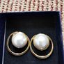 Brabd New Elegant Pearl Hoop Earrings with Gold Tone design Image 4