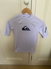 Quicksilver Boys White Rash Vest - Age 12 Years