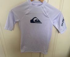 Quicksilver Boys White Rash Vest - Age 12 Years