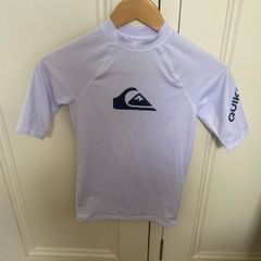 Quicksilver Boys White Rash Vest - Age 12 Years
