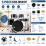 5 Piece Kids Drum Set 16 Inch Beginner Drum Kit with Throne Cymbals Pedal and Drumsticks Image 2