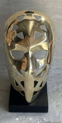 Mask Sculpture On Stand - Polished Bronze