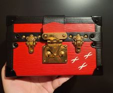 Authentic Louis Vuitton Petite Malle Epi Leather in Coquelicot (Red)