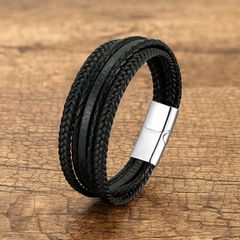 Hand-Woven leather gents bracelet
