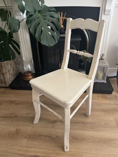 Shabby Chic off white solid wood chair