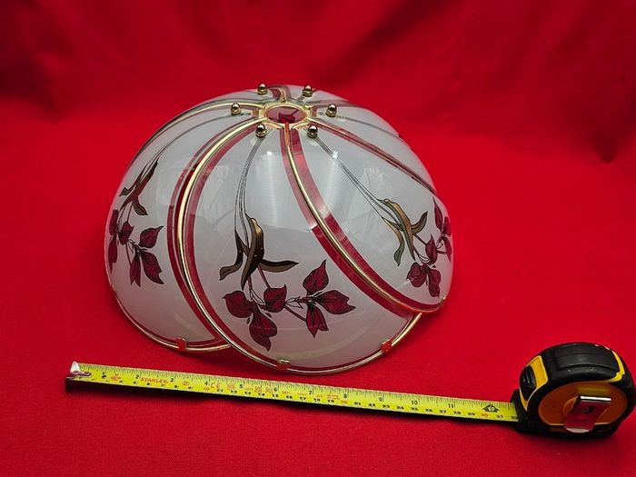 Retro glass lampshades decorated with an iris flower motif