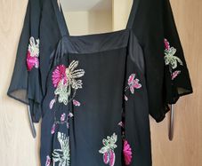 Coast black silk embroidered top UK 12