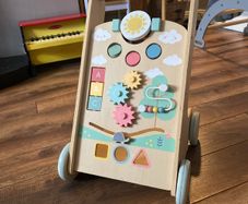 wooden baby walker
