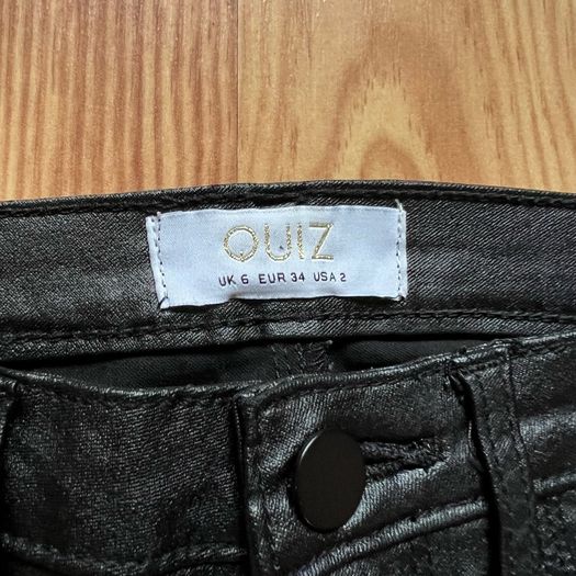 QUIZ Black Faux Leather Skinny Jeans, NEW size 6