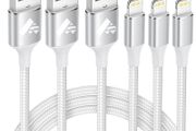 3Pack 2M MFi Certified Lightning iPhone Cable - Fast Charging Braided Lead USB for iPhone 14 13 12 11 Pro Max XS XR X 8 7 6 Plus 5 SE, iPad