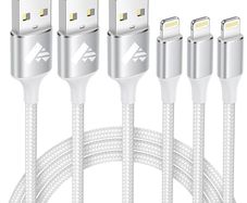 3Pack 2M MFi Certified Lightning iPhone Cable - Fast Charging Braided Lead USB for iPhone 14 13 12 11 Pro Max XS XR X 8 7 6 Plus 5 SE, iPad