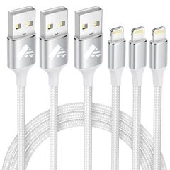 3Pack 2M MFi Certified Lightning iPhone Cable - Fast Charging Braided Lead USB for iPhone 14 13 12 11 Pro Max XS XR X 8 7 6 Plus 5 SE, iPad