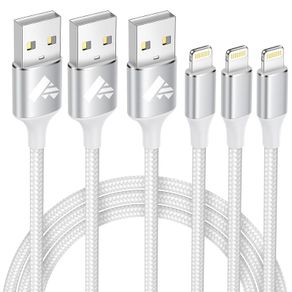 3Pack 2M MFi Certified Lightning iPhone Cable - Fast Charging Braided Lead USB for iPhone 14 13 12 11 Pro Max XS XR X 8 7 6 Plus 5 SE, iPad
