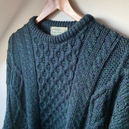 Quills Woollen Market 100% Wool Fisherman Aran Jumper