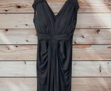 Bariano Black Embellished Evening Gown UK 12