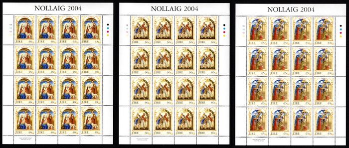 2004 Ireland Christmas Commemorative Stamps Sheetlet Plate 1B1B1B1B Mint Never Hinged (MNH)