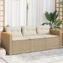 3-Seater Garden Sofa Poly Rattan Outdoor Lounge with Cushions & Steel Frame Weatherproof Rattan Garden Furniture  Removable Cushion Covers Black, Beige or Grey Image 6