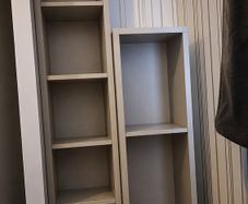 Gray shelving units