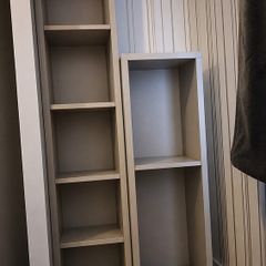 Gray shelving units