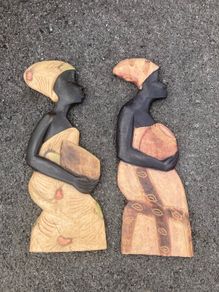 wood craved African ladies wall hangings free postage