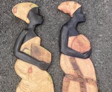 wood craved African ladies wall hangings free postage