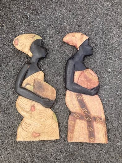 wood craved African ladies wall hangings free postage