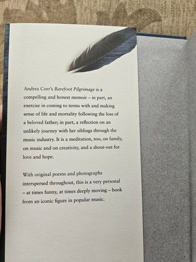 Andrea Corr. Barefoot Pilgrimage. A Memoir. Signed First Edition Hardback With Dustjacket In Very Good Condition.  See Photos For Same.
