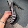 Reiss black white Size 38 UK 5 striped satin court heels Image 4