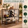 Industrial Bar Cabinet with Wine Rack & Glass Holder  Rustic Wood & Black Image 3