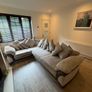 L Shape Grey Corduroy Sofa Image 4