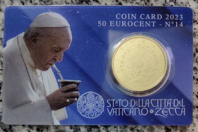 Vatican 0.5 Euro Base Metals Brilliant Uncirculated Coin 2023 - Vatican 50 Eurocent - Vatican Coin Card