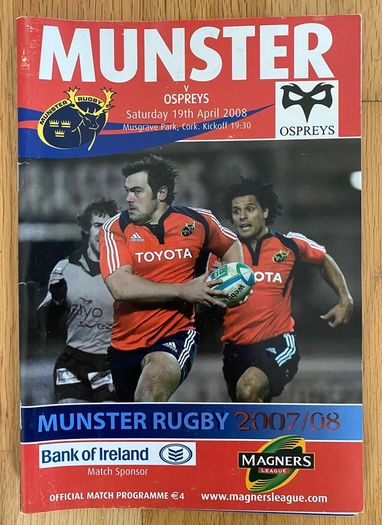 2008 Munster v Ospreys - Magners League Programme
