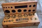 Cased set of brass vintage chemist / apothecary weights.